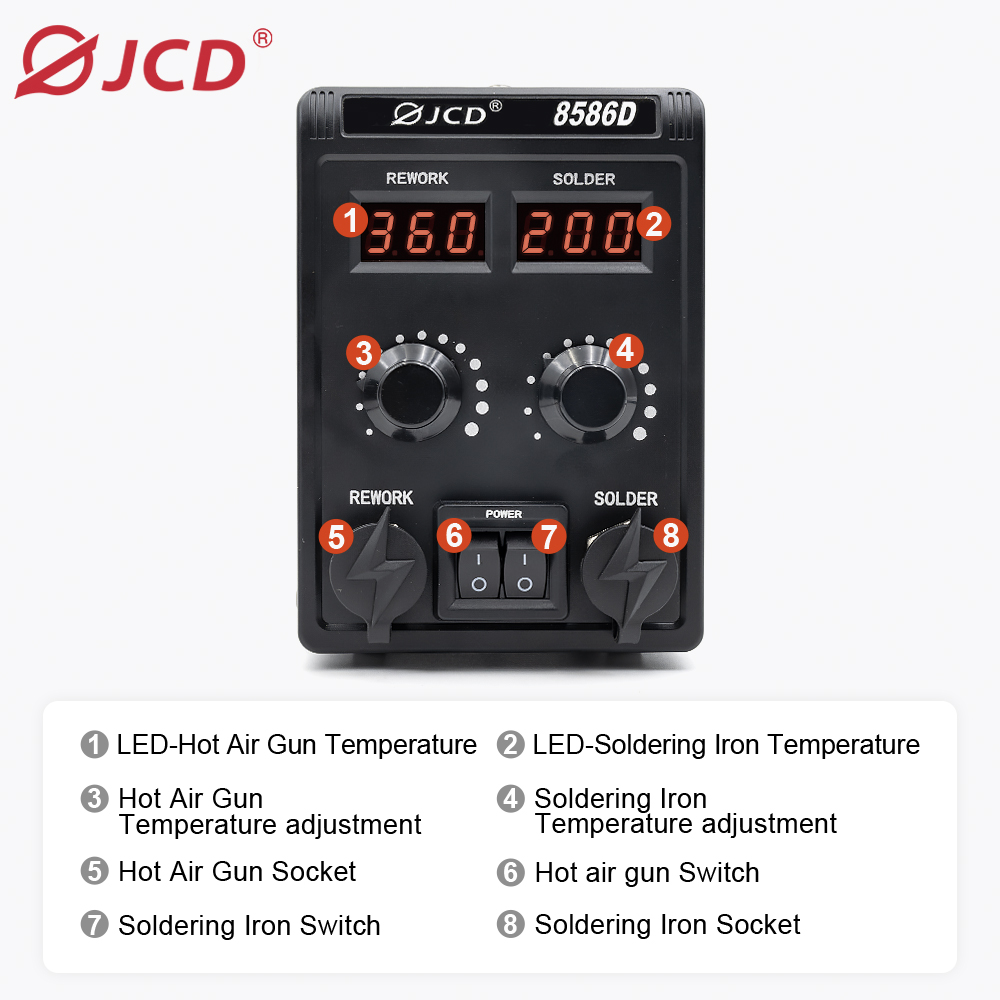 JCD 750W 8586D Soldering Stati - 2 In 1 Soldering Rework Station 750W review and price