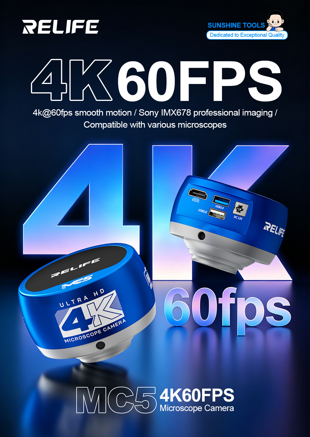 RELIFE MC5 4K 60FPS Microscope - 4K Microscope Camera Sony Sensor review and price